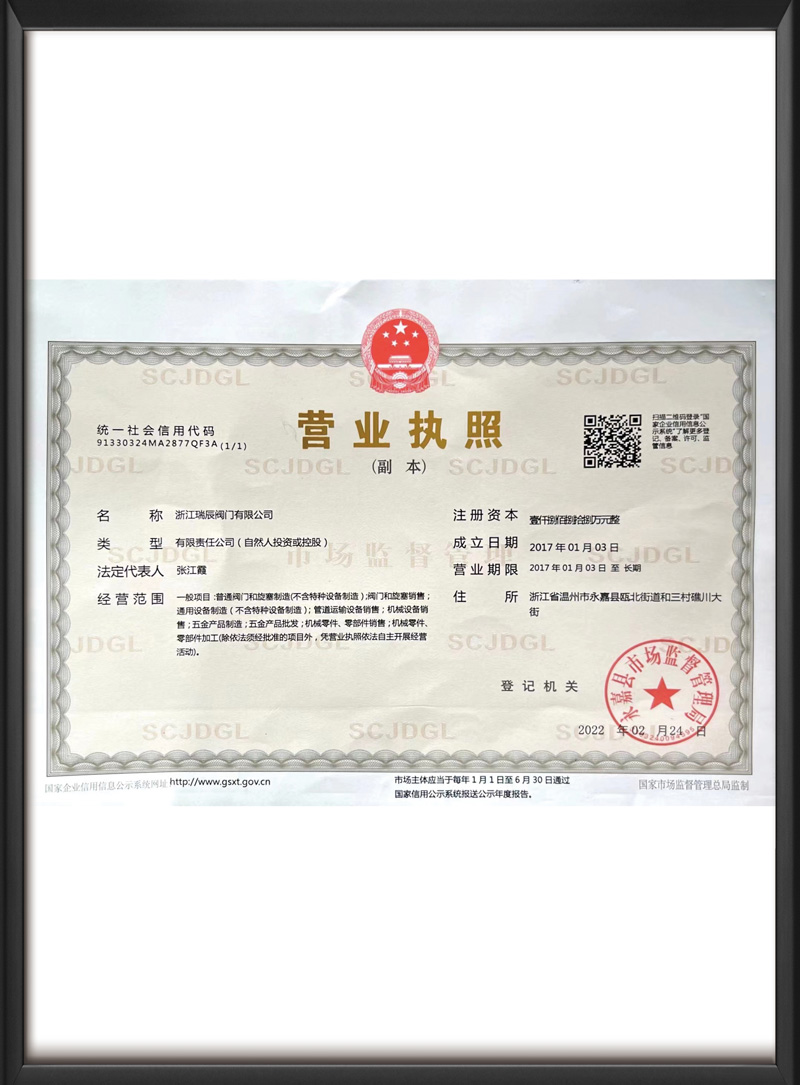 浙江瑞辰閥門(mén)營(yíng)業(yè)執(zhí)照